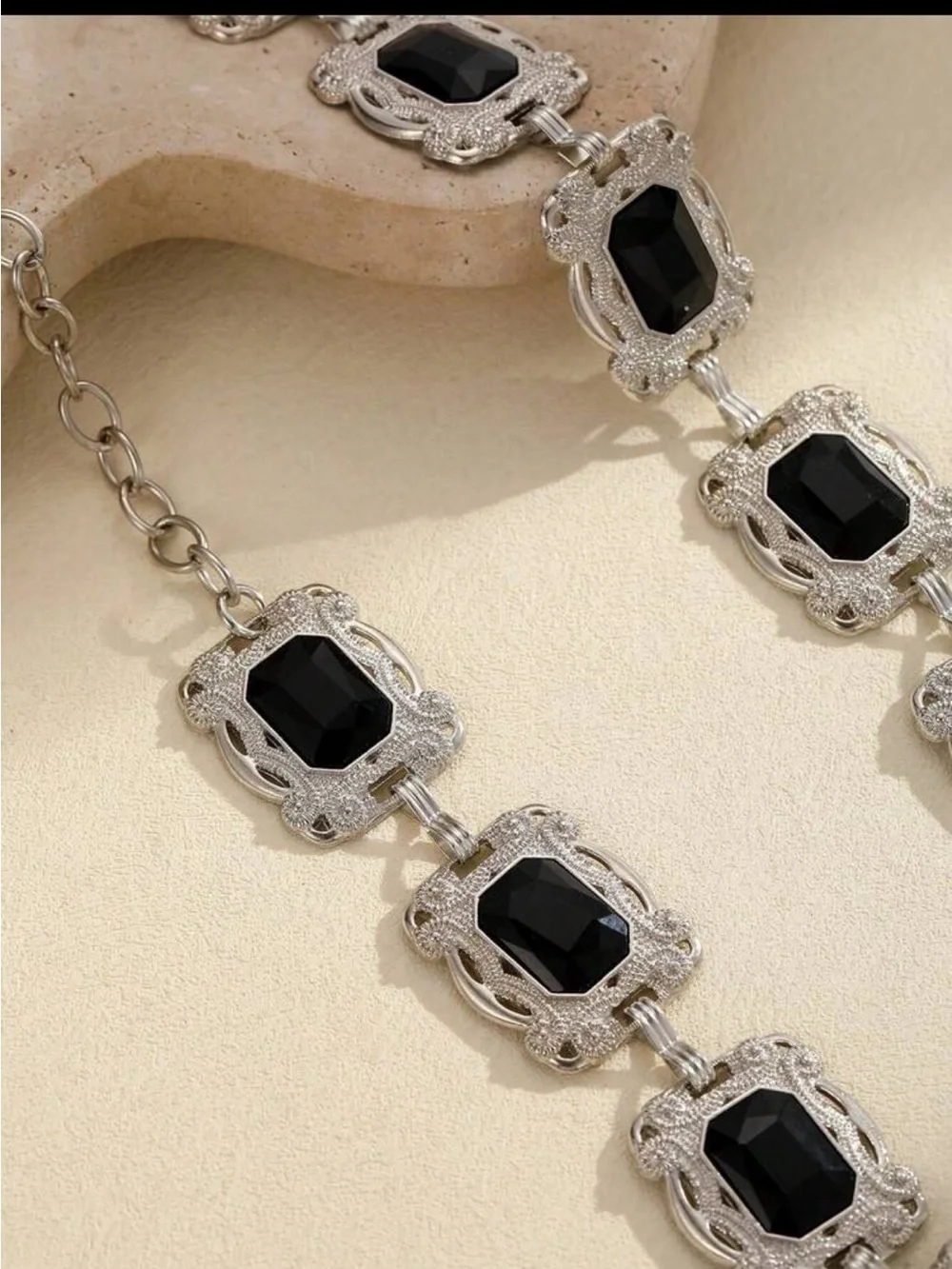 Vintage Black & Silver Chain Belt NEW 🏷️